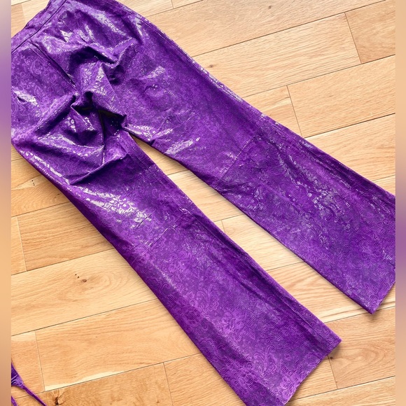 Wilsons Leather Maxima Funky Flare Fit Purple Pants Sz 2 Vtg Boho Moto Festival - Picture 2 of 8
